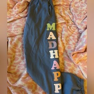 Blue mad happy pastel terry sweatpants NWOT